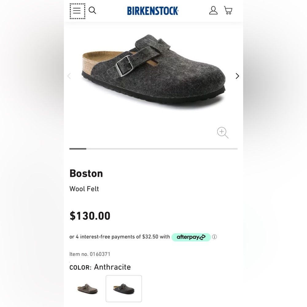 Birkenstock Boston Wool Felt Clog, EU 39, Anthracite ALMOST BRAND NEW